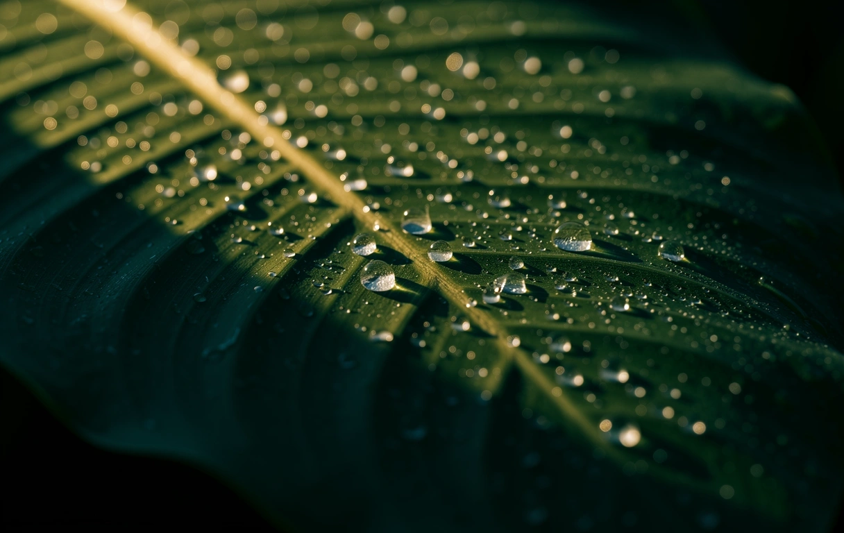 Water droplets on a leaf