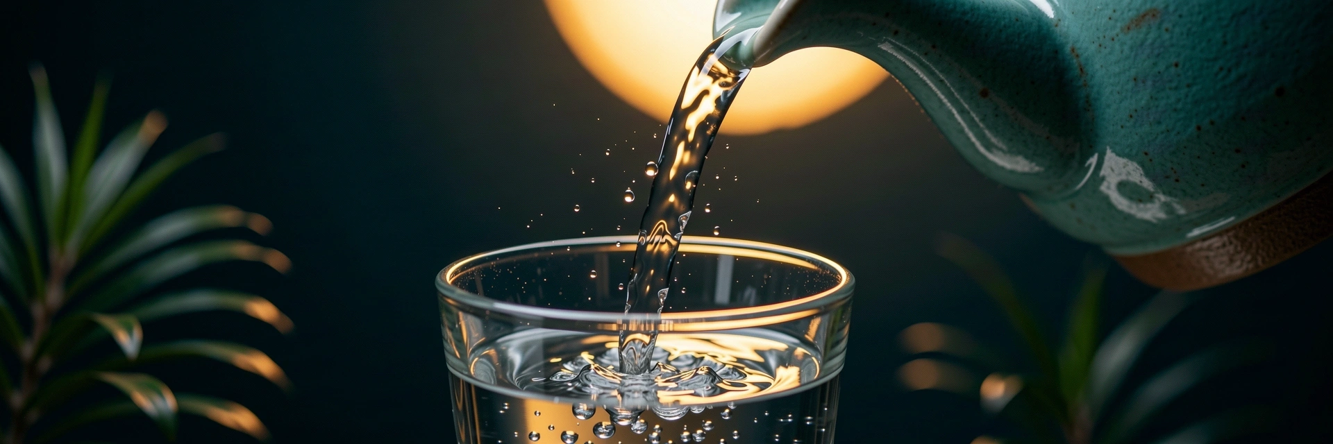 Clean water pouring into a vessel