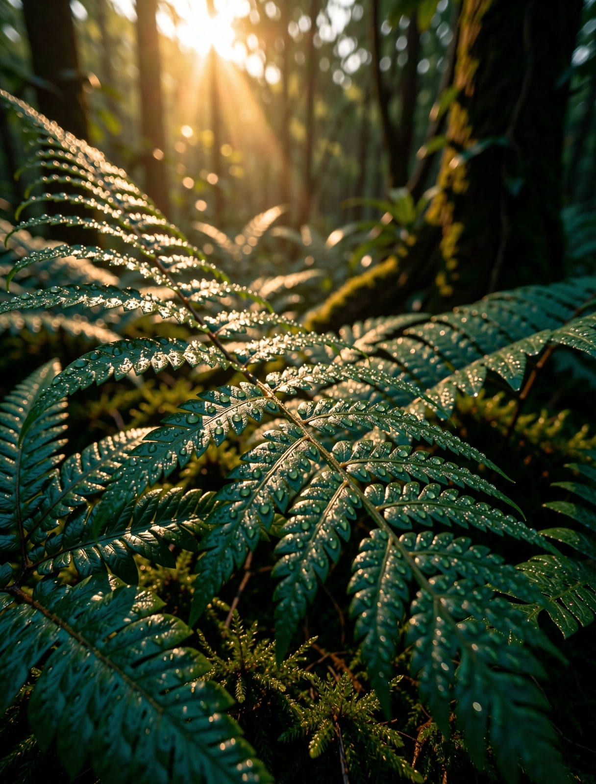 Sunlight hitting the forest floor
